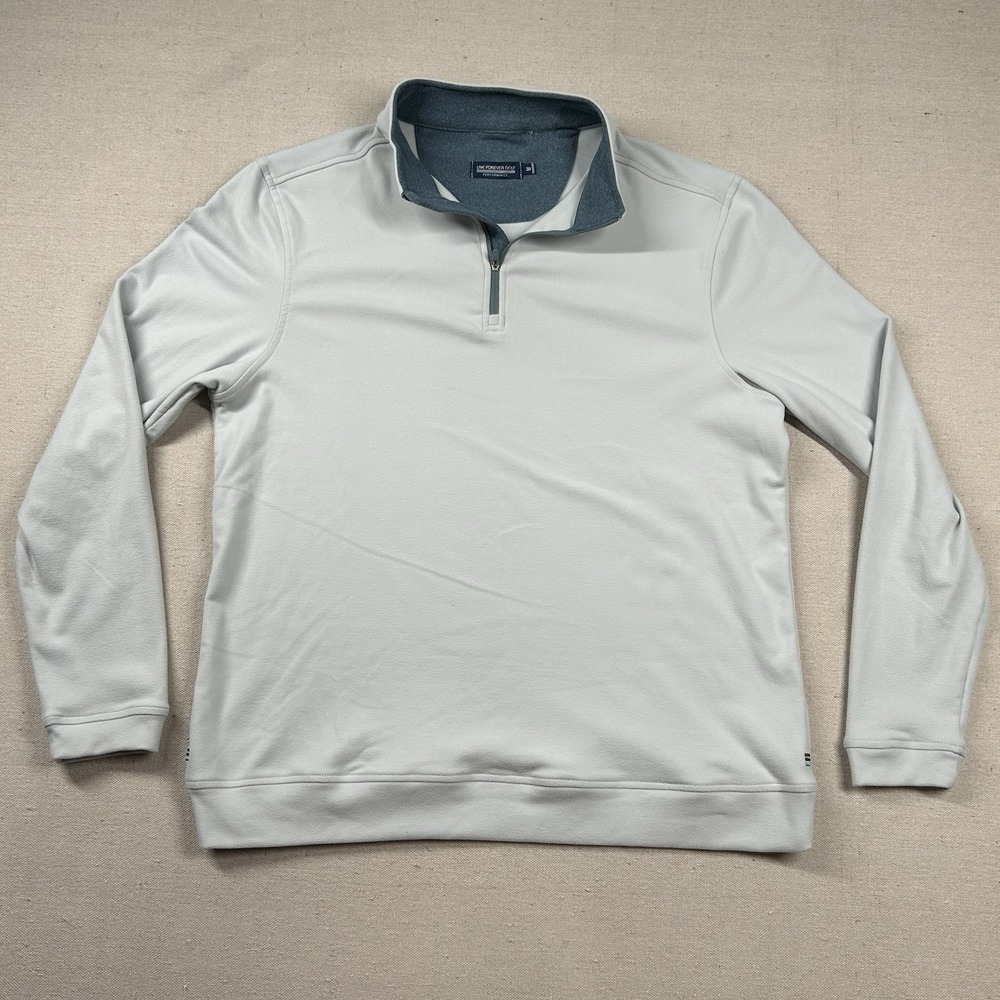Live Forever Golf Sweater Mens M‎ 1/4 Zip Performance Beige Preppy Soft